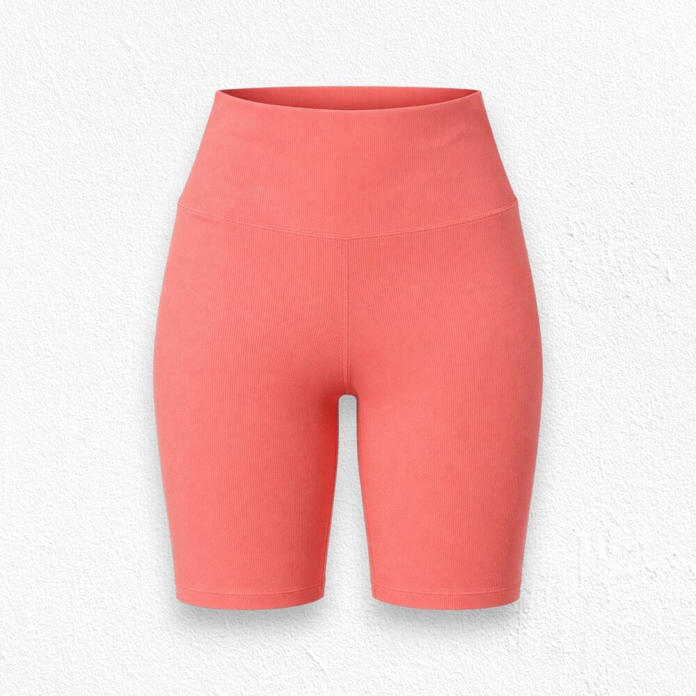 Levi's Coral Orange Ribbed High Rise Bike Shorts Stretchy Activewear Size Medium